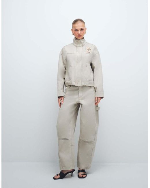ASOS White Denim Funnel Neck Jacket