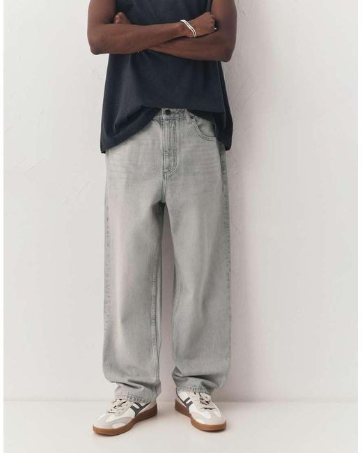 Pull&Bear Gray Baggy Jeans for men