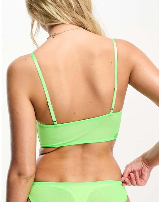 ASOS Green Emi Fishnet Lace Longline Soft Bra