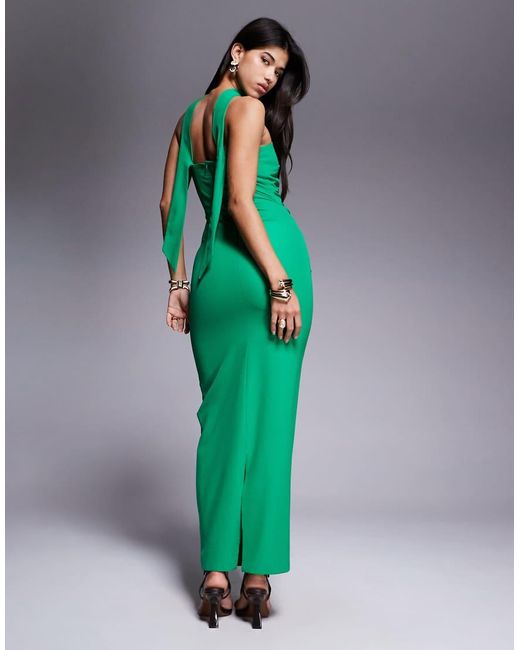 Vesper Green Strapless Maxi Dress With Scarf