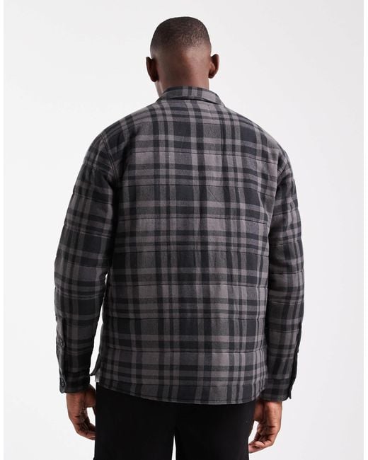 Only & Sons Gray Quilted Check Jacket for men