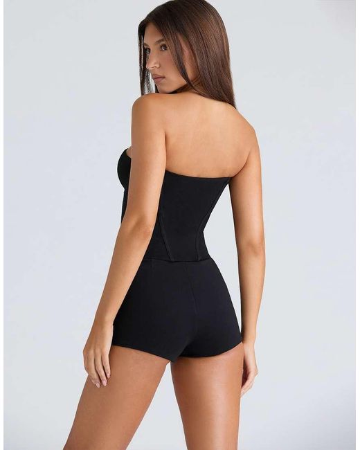 House Of Cb Black The Strapless Stretch Corset Top
