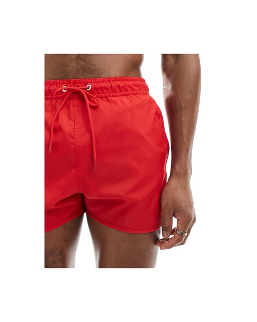 Pantaloncini da bagno rossi basic di Bershka in Red da Uomo