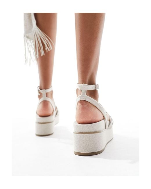 Taurus 2 - sandales à semelle plateforme avec lanières - naturel ASOS en coloris White