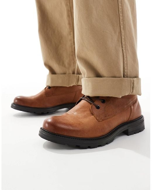 Jack & Jones Brown Lace Up Leather Boot for men