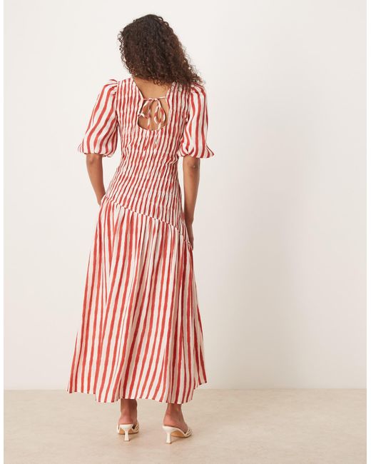 Never Fully Dressed Pink – gestreiftes midaxi-kleid aus baumwolle mit seepferdchen-print