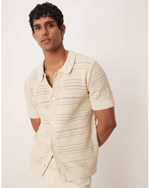 Camicia Color Panna All'Uncinetto di SELECTED in Natural da Uomo