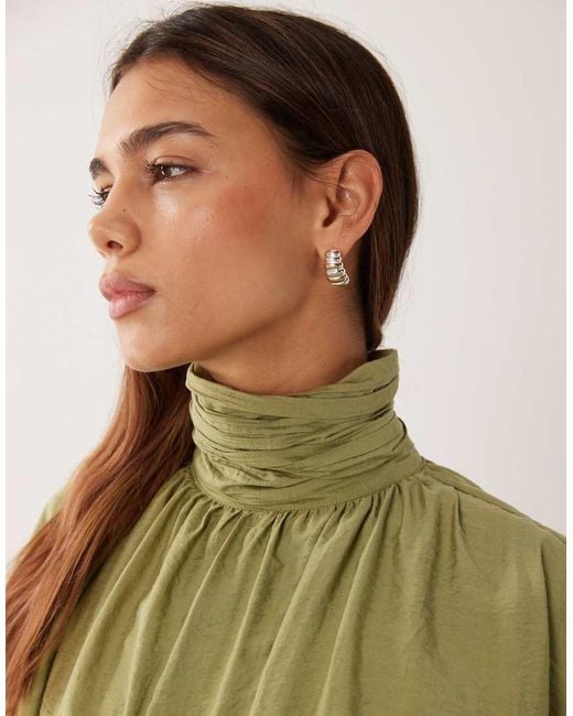 ASOS Green High Neck Mini Dress With Bubble Hem