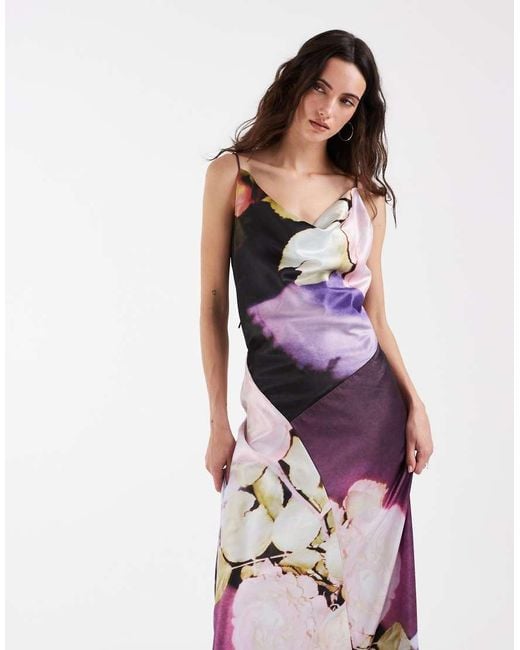 Muse Assembly Multicolor Cowl Neck Maxi Dress