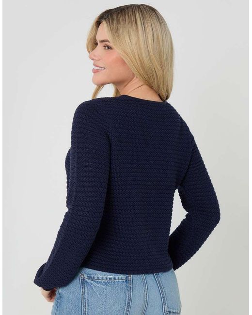 Threadbare Blue Patch Pocket Crew Neck Cardigan