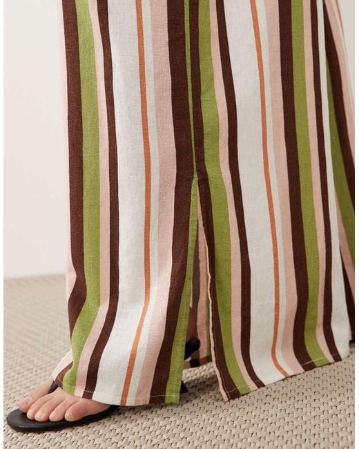 Nobody's Child Natural Elstow Linen Blend Drawstring Waist Wide Leg Trouser Co-Ord