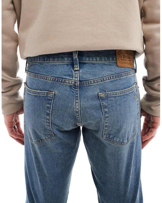 Polo Ralph Lauren Blue Sullivan Icon Logo Back Pocket Slim Fit Jeans for men