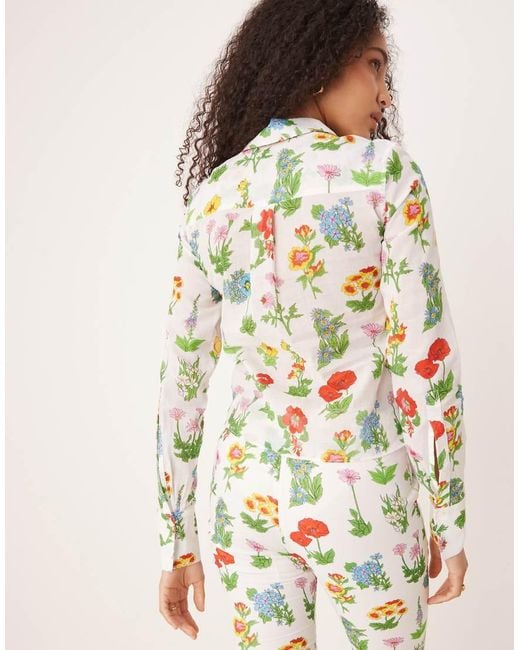 Tyler McGillivary White Uma Flower Print Button Down Shirt