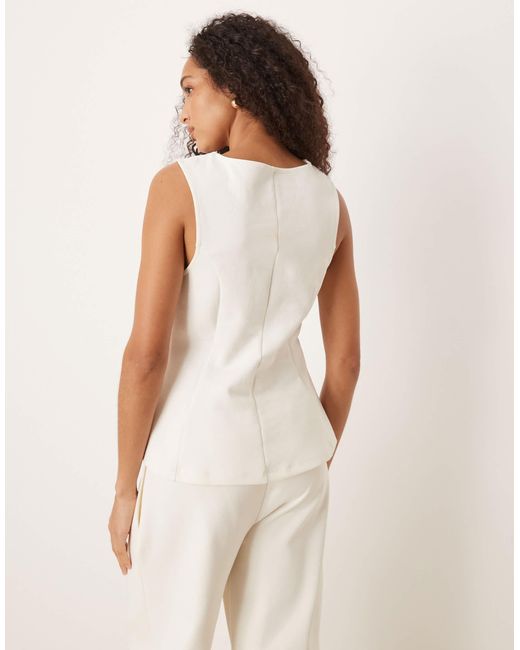 ASOS White Interlock Co-ord Pleated Tank