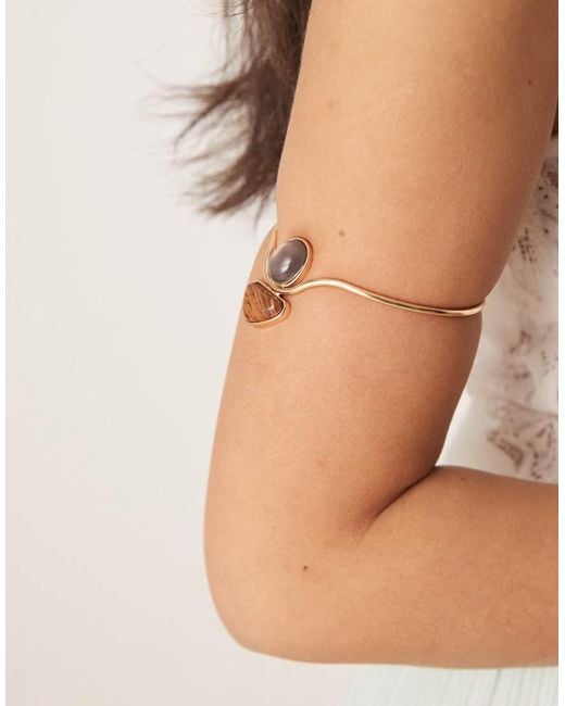 Bracciale A Fascia Tonalità Con Pietra Semipreziosa di ASOS in Natural