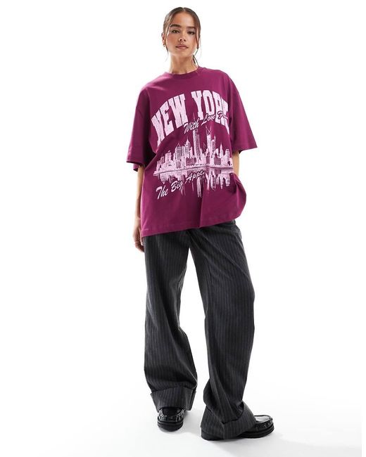 ASOS Purple Oversized T-shirt With New York Graphic