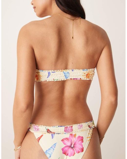 ASOS Brown May Shirred Bandeau Bikini Top