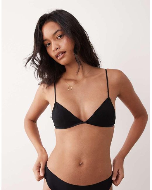 Cotton On Black Tiny Cotton Triangle Bralette