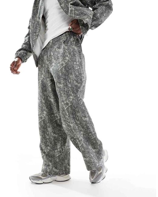 ASOS Oversized Parachute Broek Met Camouflageprint, Deel Van Co-Ord Set in het Multicolor voor heren