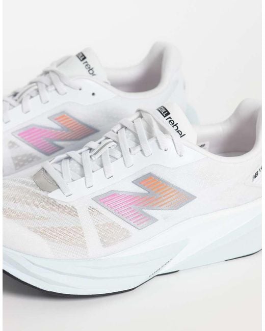 New Balance White Fuelcell Rebel V5 Mens Running Trainers for men