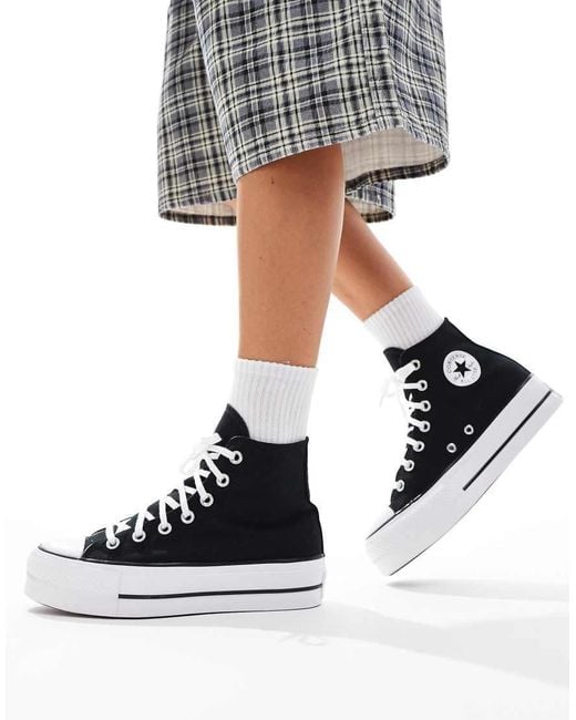 Converse Black Chuck Taylor All Star Hi Lift Wide Fit Platform Trainers