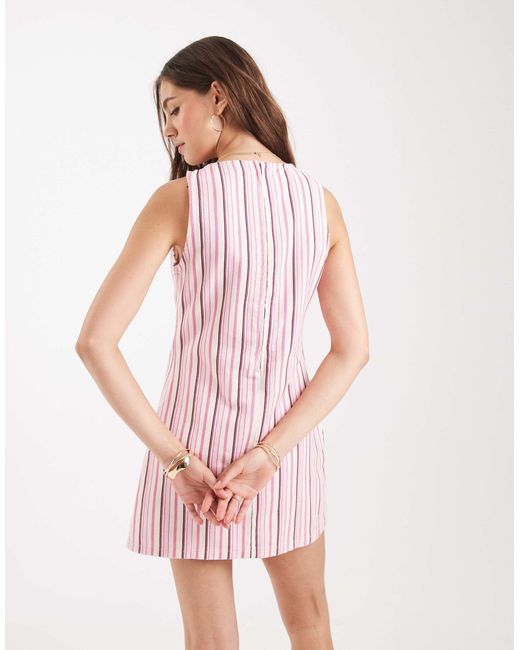 Robe droite en jean à rayures Miss Selfridge en coloris Pink