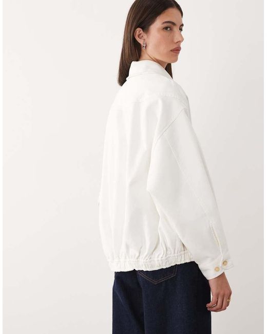 Polo Ralph Lauren White Icon Logo Cotton Twill Oversized Fit Harrington Bomber
