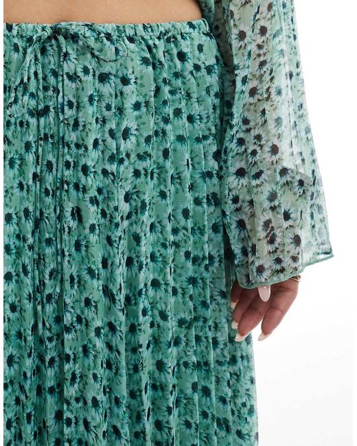 ASOS Green Volume Pleated Co-ord Maxi Skirt