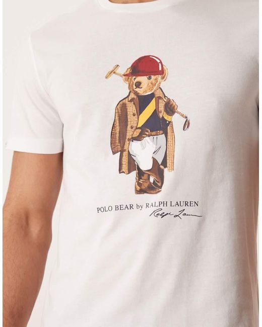 Polo Ralph Lauren White Chest Print Society Polo Bear T-shirt for men