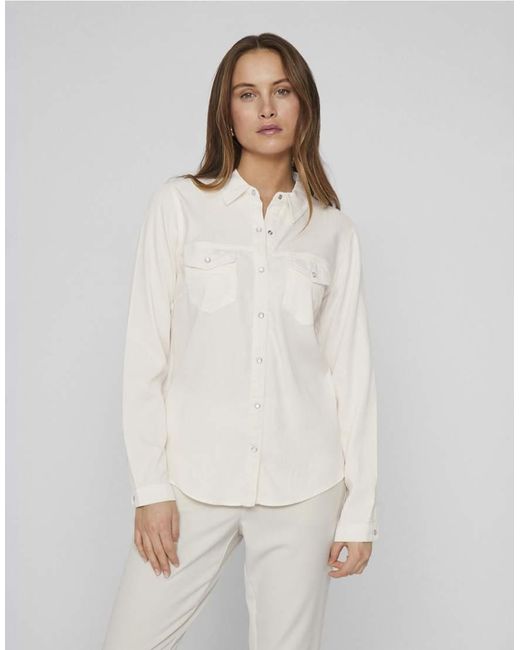 Vila Denim Overhemd in het White