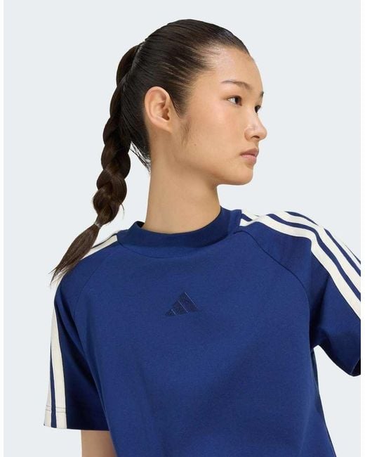 Adidas Originals Blue Adidas Kit 3-stripes T-shirt