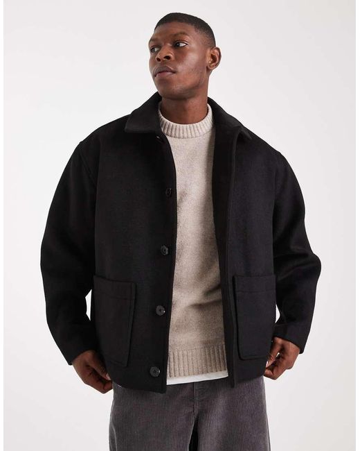 ASOS Black Oversized Wool Look Jacket for men