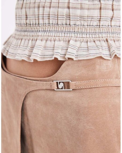 laagam Brown Luana Real Suede Western Mini Skirt