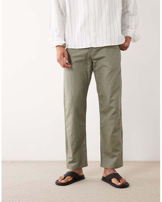 SELECTED Natural Straight Linen Blend Trousers for men