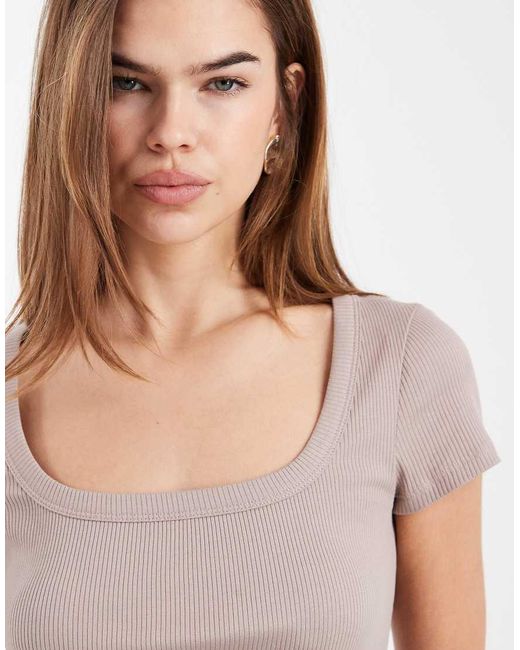 New Look Natural Square Neck Tee