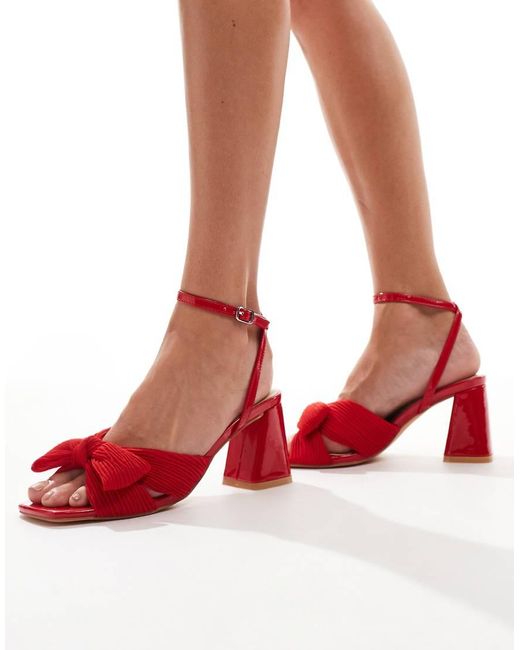 Glamorous Red Exclusive Mid Heel Bow Sandals