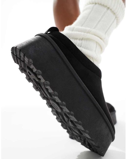 SEQWL Black Slip On Flatform Mules