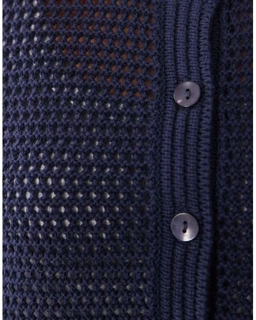 Jdy Blue Open Knit Short Sleeve Cardigan