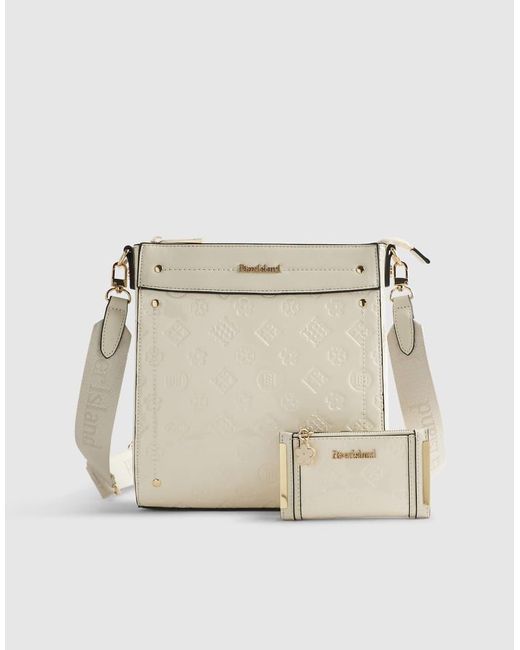 River Island Natural Embossed Monogram Messenger Bag Bundle