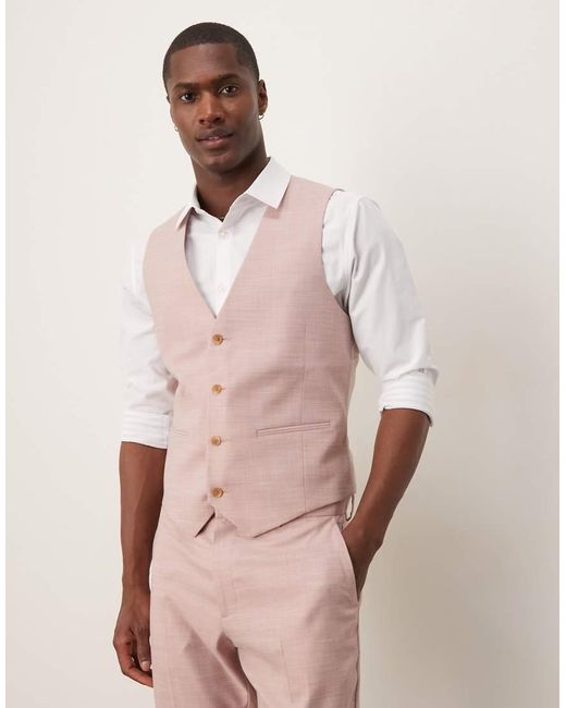 ASOS Pink Wedding Skinny Suit Waistcoat for men