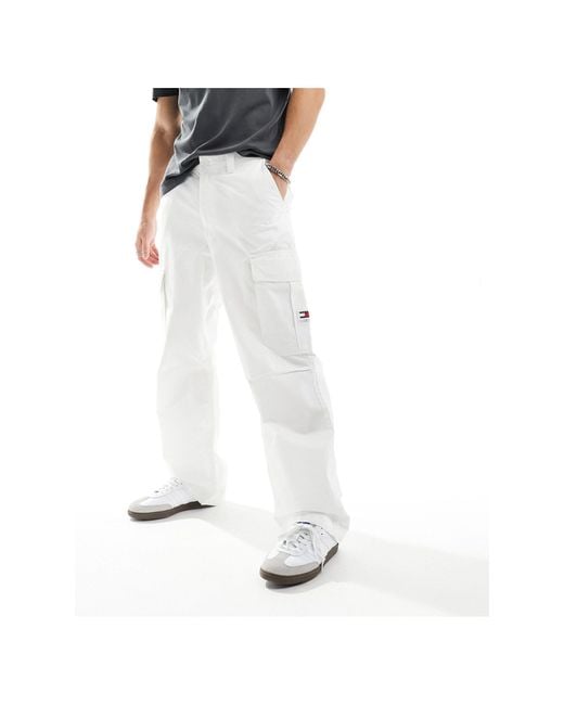 Tommy Hilfiger White Aiden Cargo Trousers for men
