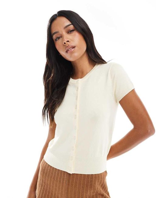 Stradivarius White Knitted Short Sleeve Cardigan