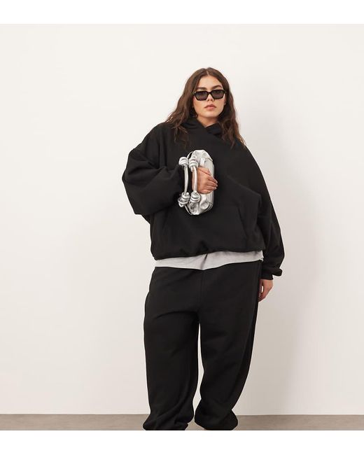 ARRANGE Black Curve Oversized Premium Heavy Weight Sweatpants With Cuff