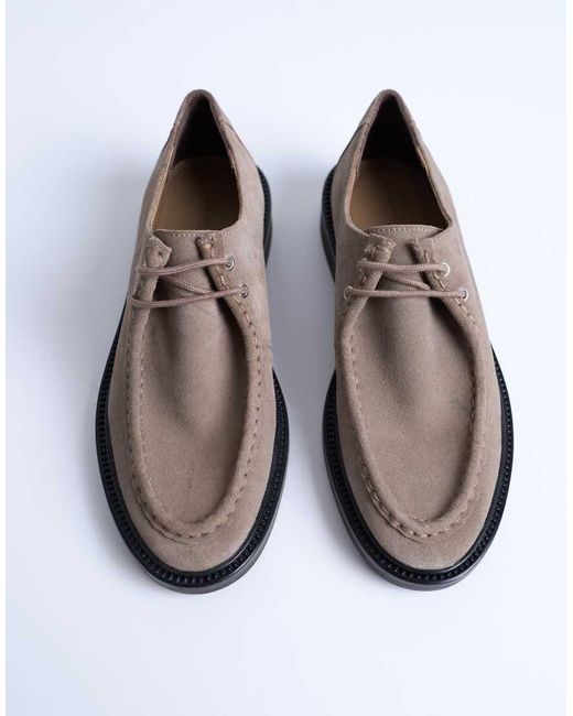 TOPSHOP Brown Banks Real Suede Leather Lace Up Shoe