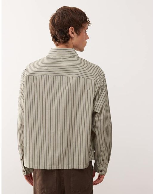 Collusion Natural Boxy Long Sleeve Stripe Shirt for men
