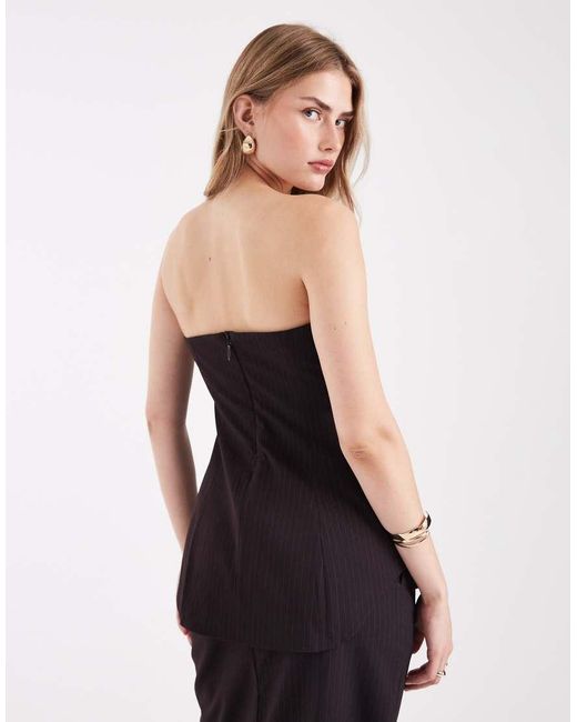 ASOS Black Tailo Curved Hem Peplum Bandeau Co-ord Top