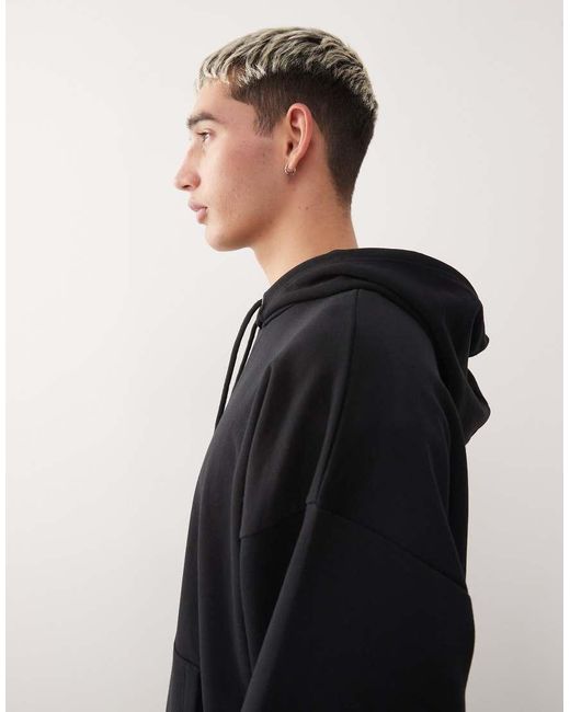 Collusion Black Boxy Hoodie for men