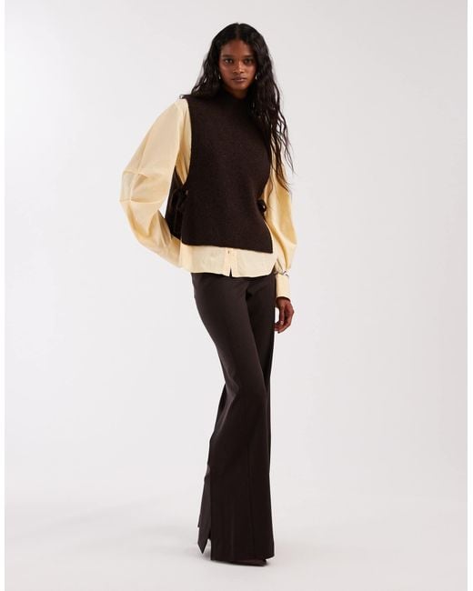 & Other Stories Black Wool And Mohair Blend Mock Neck Knitted Vest With Side Tie Detail