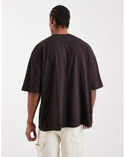 ASOS Black Oversized T-shirt With Orange Front Print for men