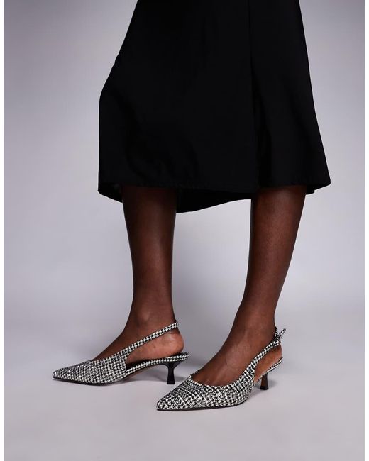 River Island Black Patterned Slingback Pumps